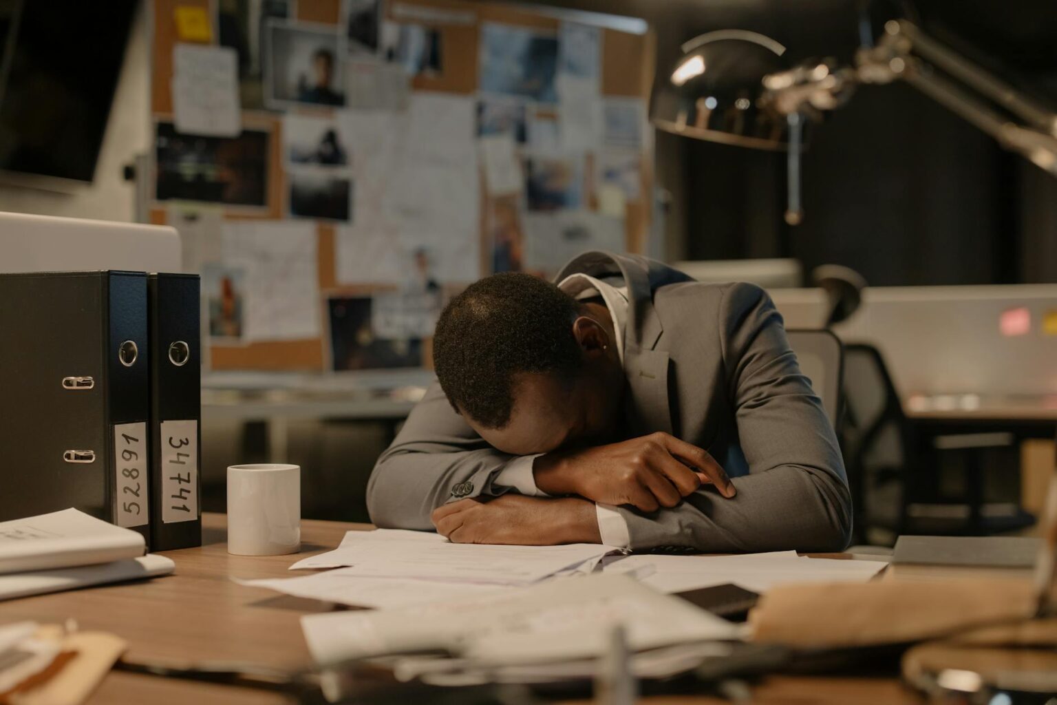 Modern ergonomic nap pod in minimalist office setting with ambient lighting