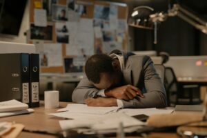 Modern ergonomic nap pod in minimalist office setting with ambient lighting