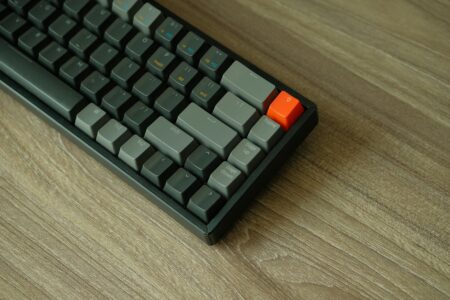 Testing Razer’s New Mechanical Keyboard with Haptic Feedback Close-up view of mechanical keyboard keys with RGB backlighting