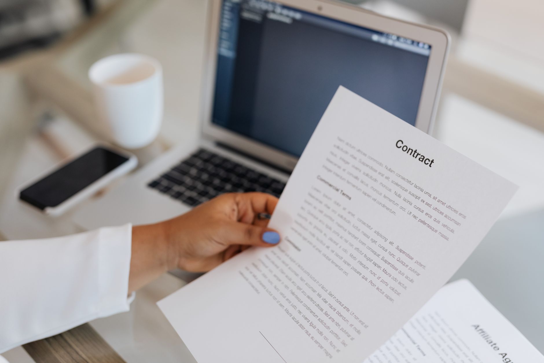 Close-up of a technology business agreement representing a major corporate deal