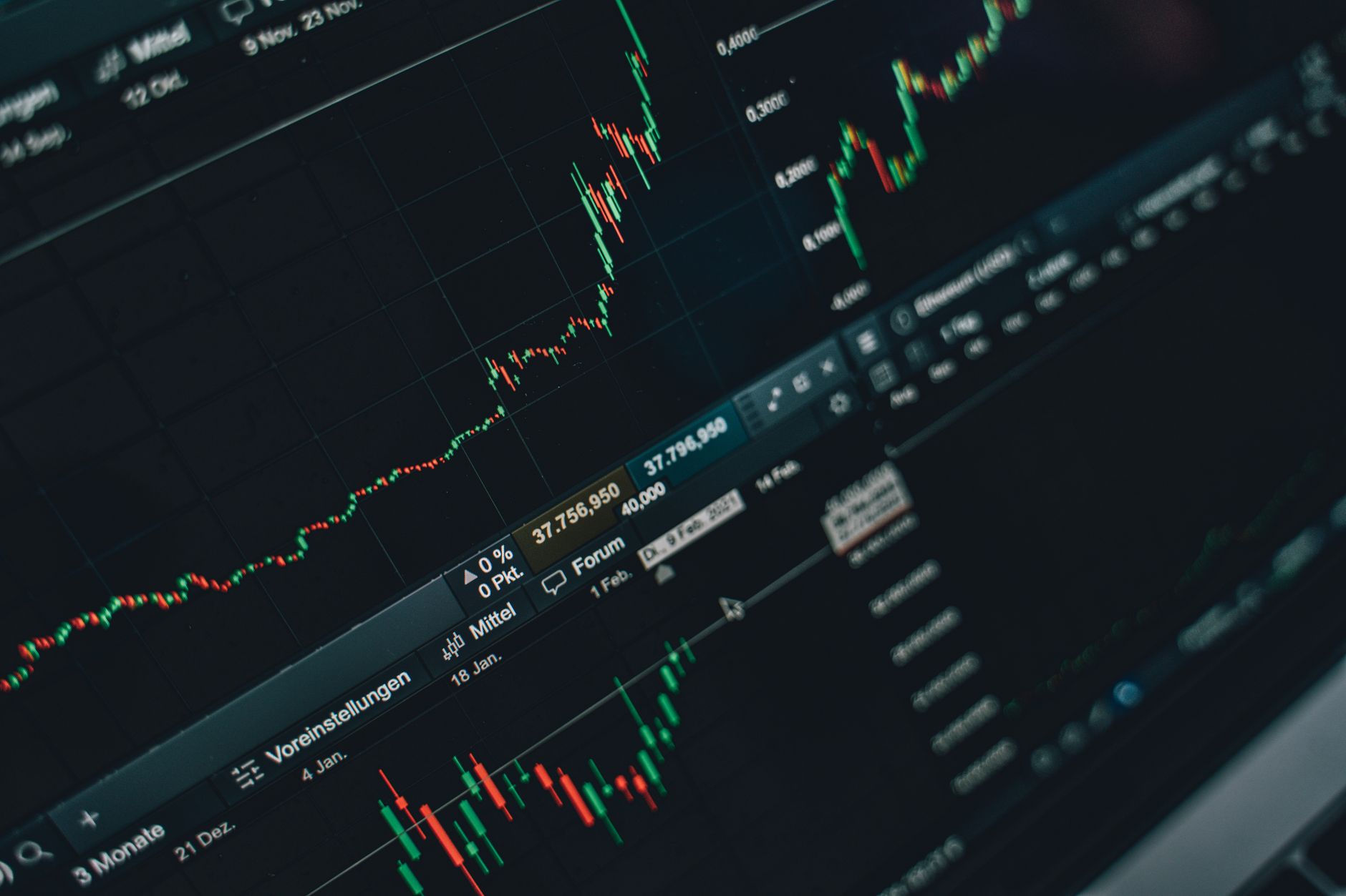 Stock market screens showing trading activity during a public offering
