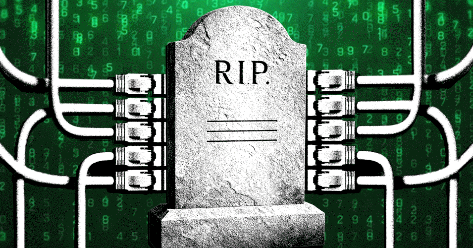 Your Digital Life Has No Will. A laptop displaying a password login screen in a dimly lit room