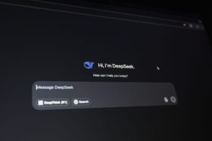 Person using an AI chat interface on a laptop to create documents