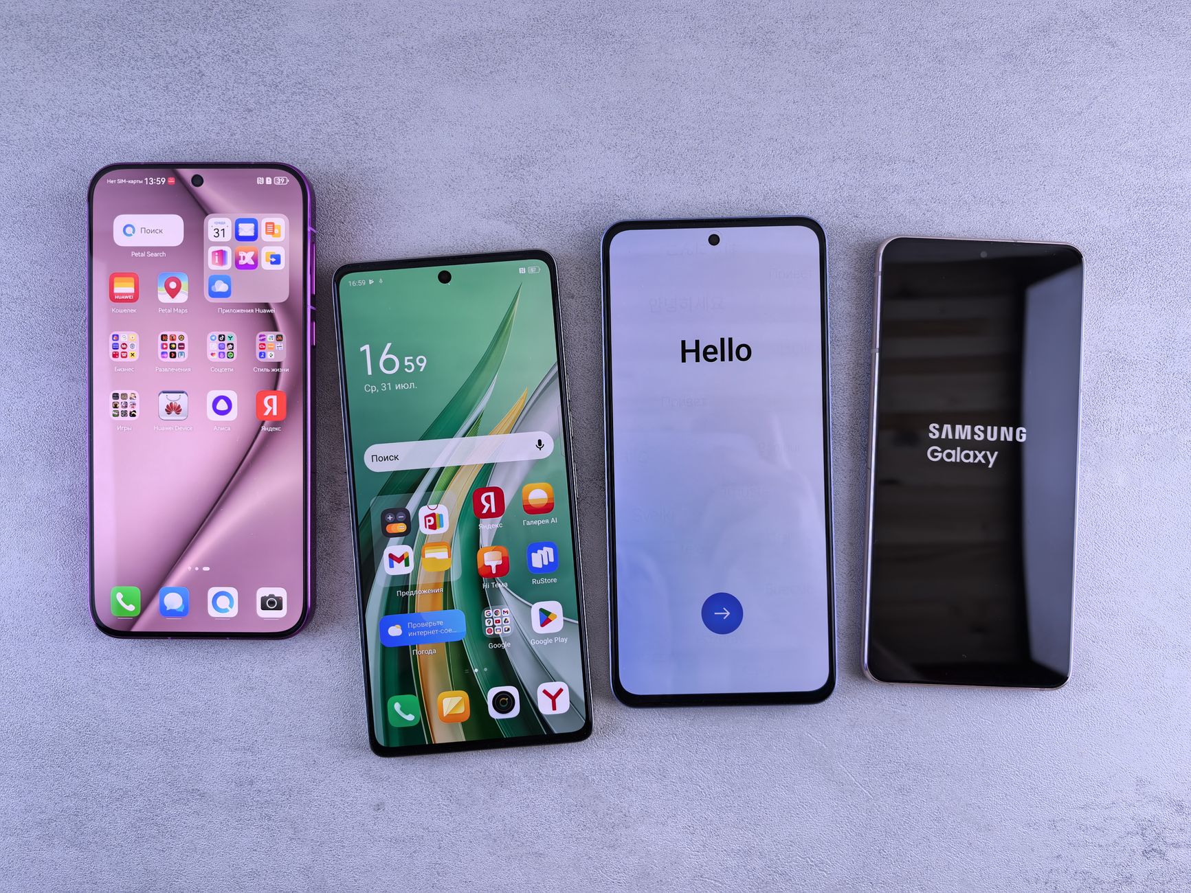 Samsung Galaxy smartphone displayed on a flat surface
