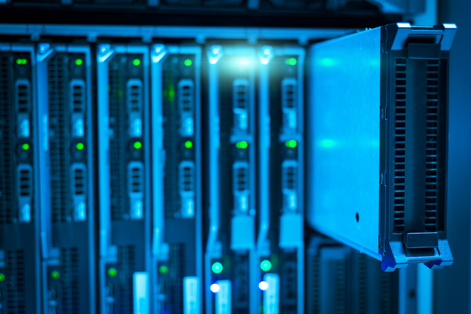 Rows of data center servers representing AI model infrastructure